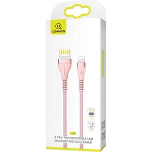 USAMS кабел U33 Lightning 1 м, заплетен, Fast Charging, розов (Usa000437)