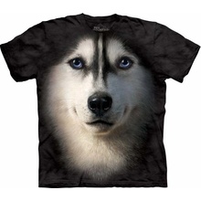 The Mountain pánske batikované tričko Sibírsky husky čierne