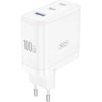 XO Супер-бързо зарядно XO CE35 PD 100W, 2x USB-C, 1x USB, Бяло (CE35)