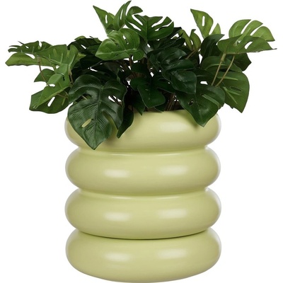 Butlers HOOP Kvetináč s podnosom 14 cm zelený