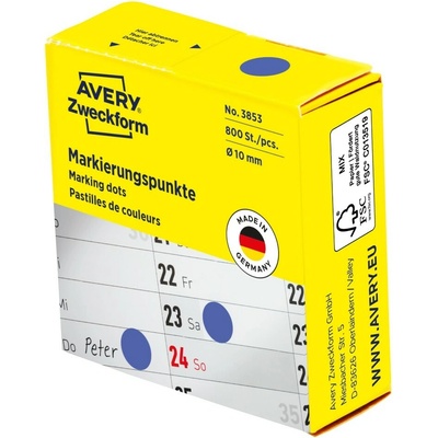 Avery Zweckform 3853 Samolepicí tečky 10 mm 800 ks modré