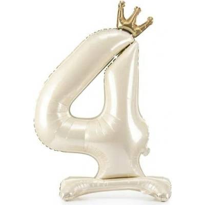 PartyDeco Samostojící fóliový balón 4 Satin cream 84 cm