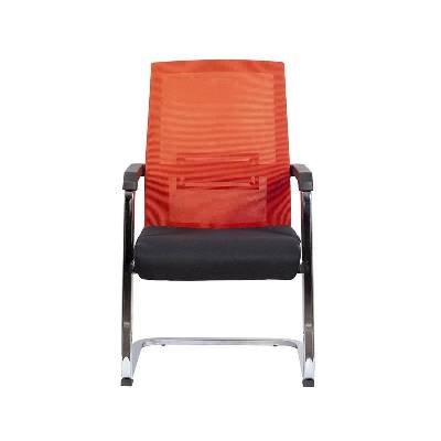 Посетителски стол RFG Roma M, дамаска и меш, метална основа, до 120 kg, черна седалка, червена облегалка