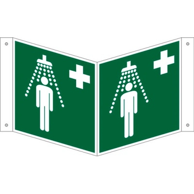 Značka Núdzová sprcha, ISO 7010, plast, luminiscenčná, 150 x 150 mm, 5 ks