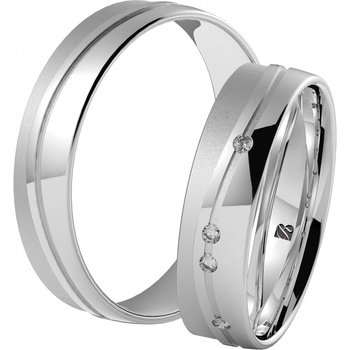 Blink Blink Obrúčky z bieleho zlata s matovaným vzorom a kameňmi 8295 BL