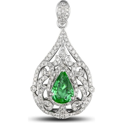 Eppi Smaragdový prívesok vykladaný diamantmi Jelynn P31477