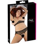 Cottelli Collection Plus Size - секси сутиен комплект с перли - черен - 3XL (22129001071)