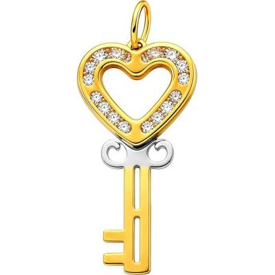 Zlaton Přívěsek z kombinovaného zlata klíč s kameny výška 3.2cm váhaO04032503486
