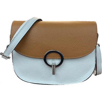 Vera Pelle kožená crossbody kabelka bílá/koňaková 2527 d01/d44