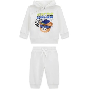 Guess Бял спортен екип за бебе момче с цветно мече Guess Racing