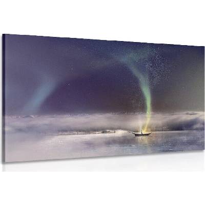 Obraz polární záře nad jezerem - 120x80