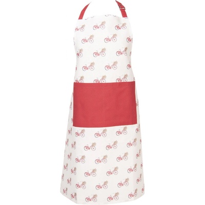 Clayre & Eef Kuchyňská bavlněná zástěra Red Bicycle 70x85 cm