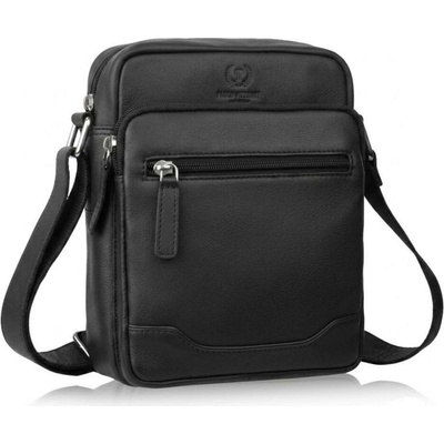 Čierna pánska kožená crossbody taška Cobus