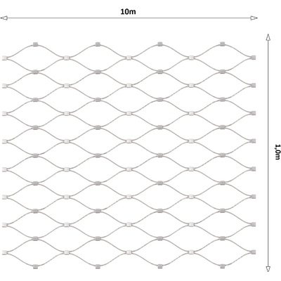 Lanková sieť, 1 x 10 m, oko 60 x 104 mm, ø 1,5 mm, AISI 316