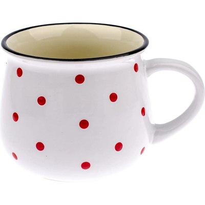 Dakls Бяла керамична чаша с червени точки Happy Time, 770 ml - Dakls (KK191031)