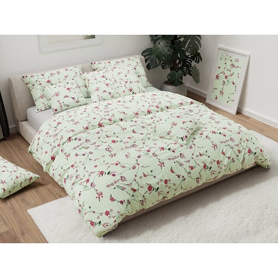 Textilomanie Krepové obliečky FLORAL CREAM svetlo zelené 70x90 140x200