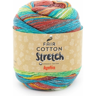 FAIR COTTON STRETCH Katia FAIR COTTON STRETCH: 104 zelená-tehlová-žltá