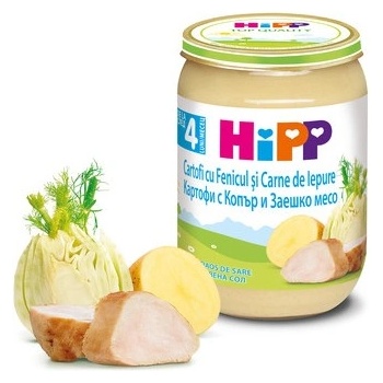 Hipp БИО пюре Картофи с див копър и заешко месо 4м+ 190г