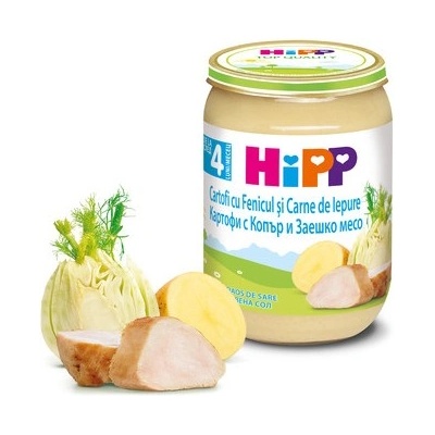 Hipp БИО пюре Картофи с див копър и заешко месо 4м+ 190г