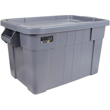 Rubbermaid Plastový odolný úložný box Brute s vekom, sivý, 75 l