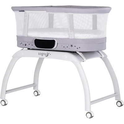 Chipolino Бебешка кошара-люлка с LED дисплей Chipolino - Sogno, сива (KOSSG02501GR)