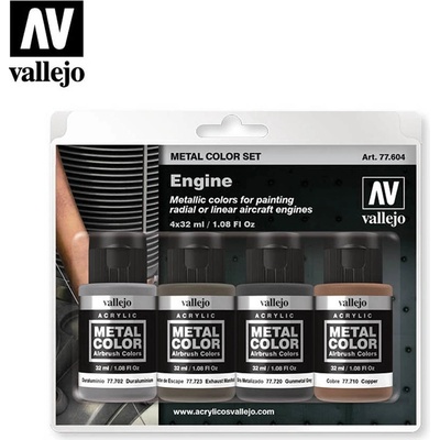 Vallejo Metal Color Set 77604 Engine 4x32ml