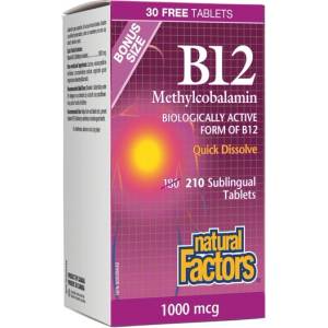 Natural Factors B12 Methylcobalamin Витамин В12 (метилкобаламин) x 210 сублингвални таблетки (8700 NF)