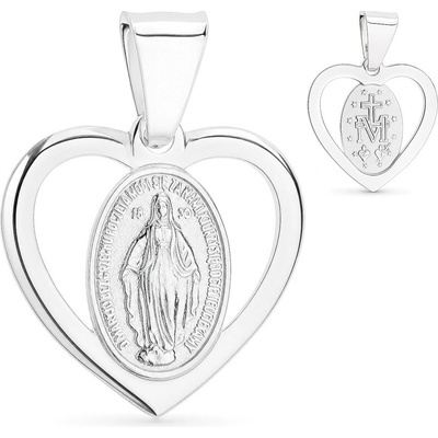 Argento Strieborný prívesok Zázračná medaila srdiečko 85341