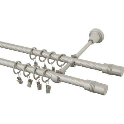 GARNÝŽE-HEBR Garnýž kroucená Cylinder double chrom mat dvojitá 170 cm