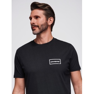 Ombre Clothing Мъжка плетена тениска с принт и REGULAR кройка - черна V2 OM-TSPT-0231 Ombre Clothing Ombre Clothing | Cheren | МЪЖЕ | S