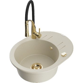 Mexen Kevin гранитна мивка с една камера и отцедник и кухненски смесител (6517-69-73450-57-G)