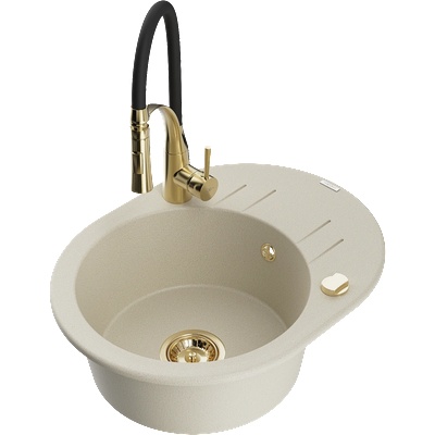 Mexen Kevin гранитна мивка с една камера и отцедник и кухненски смесител (6517-69-73450-57-G)