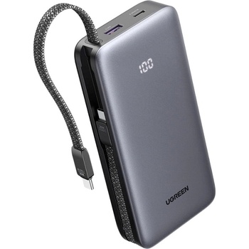 UGREEN Външна батерия с вградени USB-C кабели и USB-C, USB-A портове и технология за бързо зареждане - Ugreen Power Bank With Built-in USB-C Cables 30W 20000 mAh (черен) (PB528 (55985B))