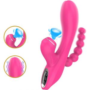 Erospace G-Spot Vibrator with Sucking & Anal Beads Sweet Play A3 Pink