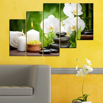 Vivid Home Картини пана Vivid Home от 5 части, Цветя, Канава, 160x100 см, 8-ма Форма №0451