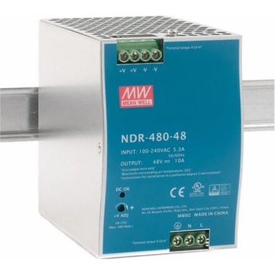 Průmyslový zdroj Mean Well NDR-480-48, 48V=/480W spínaný na DIN lištu