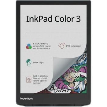 Image 1 of PocketBook Цветен електронен четец PocketBook InkPad Color 3 PB743K3 - 7.8" E Ink Kaleido 3, 32GB, SMARTlight, IPX8 водоустойчив, Dual Wi-Fi, Bluetooth 5.0, Сребрист