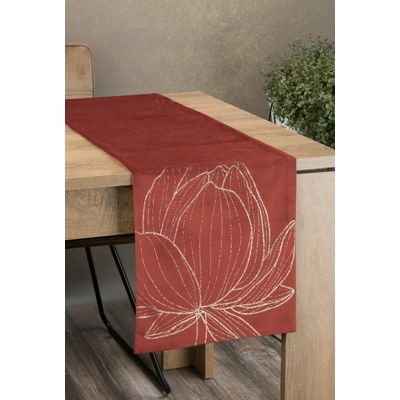 Elegantný zamatový behúň na stôl BLINK 12 tehlový Rozmer behúňa (šírka x dĺžka): 35x140cm