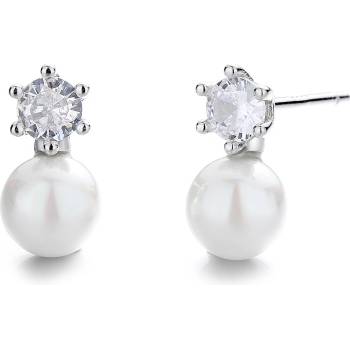 DELIS Сребърни обеци, jw834, перлена шарка, родиево покритие (jw834)