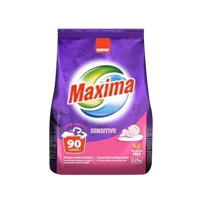 Sano Концентриран прах за пране Sano Maxima Sensitive, без фосфати, 3.25 кг 90пранета (7290102991211)