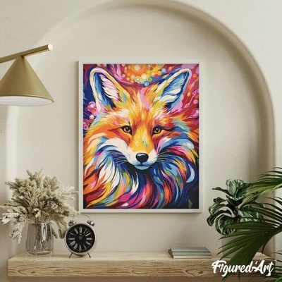 Figured ART Malování podle čísel BAREVNÁ LIŠKA na rámu 40 x 50 cm