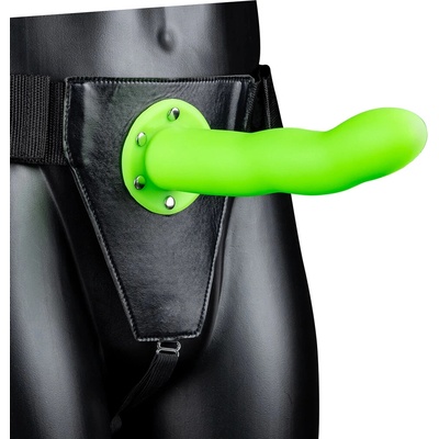 Ouch! Glow in the Dark Textured Curved Hollow Strap-on 8" 20 cm