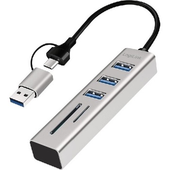 LogiLink USB 3.0 hub, 3x USB-A, SD/microSD slot (UA0445)