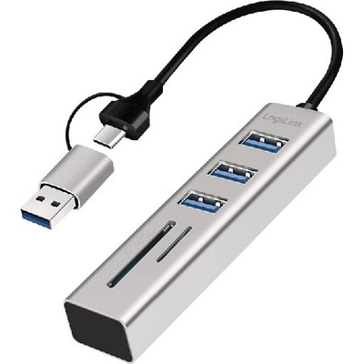 LogiLink USB 3.0 hub, 3x USB-A, SD/microSD slot (UA0445)