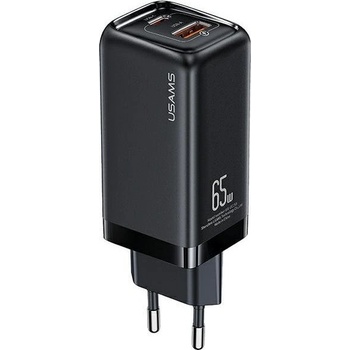 USAMS Мрежово зарядно Usams T47, Super Fast Charging, QC4.0, 65W GaN, Black (CC153TC01) (CC153TC01)