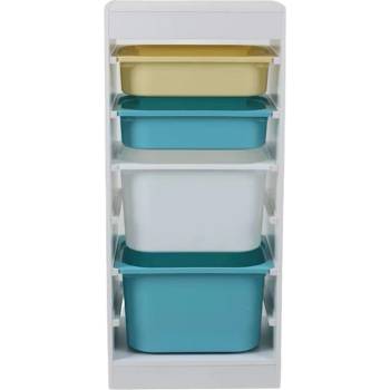 Ginger Home Детски шкаф ginger home, етажерка за играчки с 4 кутии за съхранение, бял