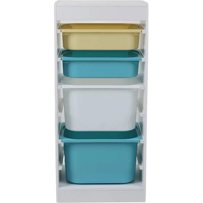 Ginger Home Детски шкаф ginger home, етажерка за играчки с 4 кутии за съхранение, бял