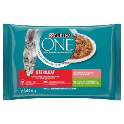 PURINA ONE Multipack Sterilcat mini filetky s morkou a zelenými fazuľkami / s lososom a mrkvou v šťave 4x85g (PURINA ONE Multipack Sterilcat mini filetky s morkou a zelenými fazuľkami / s lososom a mr