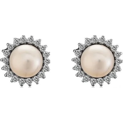 Swan Сребърни обици със сладководни бели перли SE0307W Swan