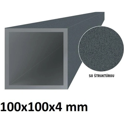 Hliníkový jekl čtvercový 100x100x4 mm, RAL7016 antracit se strukturou, 3 m (AL-100x100x4-AS-3)